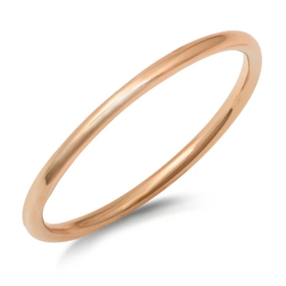 Rose Gold Plated Sterling Silver Round Band – Ultra Slim 1.5mm